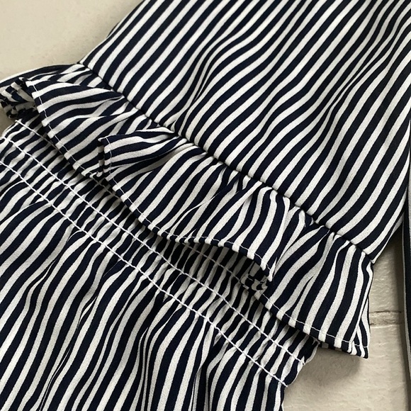 Loft women’s flowy top v neck vertical stripes bell sleeves size small - Picture 10 of 12